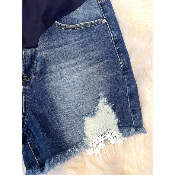 PinkBlush Special A LA Maternity Shorts Blue Denim Ripped Distressed Jeans Small - Picture 6 of 11